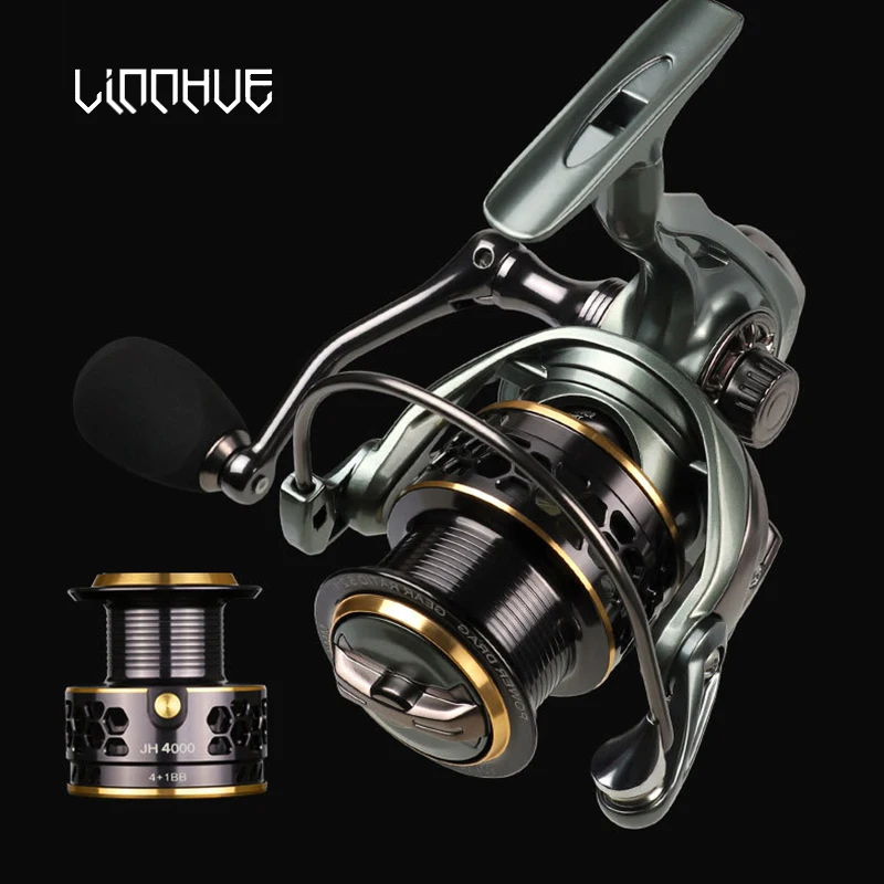 LINNHUE Spinning Reel JH3000 4000 Double Spool Fishing Reel All Metal 5.2:1 8KG Max Drag Reel Carp Saltwater Reels Fishing 2020
LINNHUE Spinning Reel JH3000 4000 Double Spool Fishing Reel All Metal 5.2:1 8KG Max Drag Reel Carp Saltwater Reels Fishing 2020