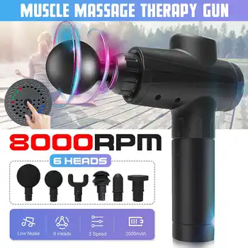 8000r/min 12V Therapy Massage Guns 3 Gears Muscle Massager Pain Sport Massage Machine Relax Body Slimming Relief 6 Heads
