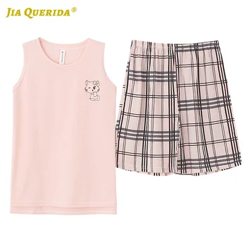 Ladies Pajamas Set Casual Style Fashion Style Summer Loungewear Woman Pijamas Woman Plaid Printing Crew Neck Woman Clothes
Ladies Pajamas Set Casual Style Fashion Style Summer Loungewear Woman Pijamas Woman Plaid Printing Crew Neck Woman Clothes