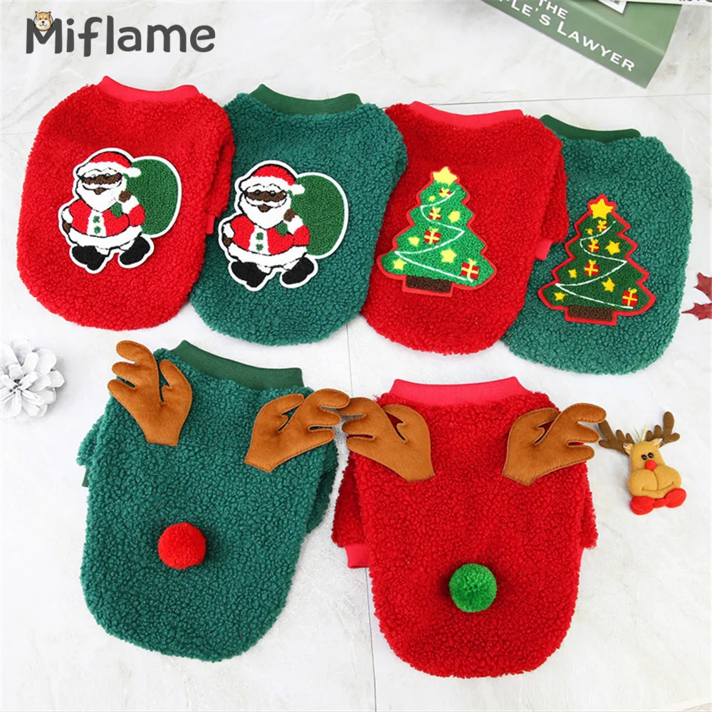 

Miflame Christmas Dog Costume Winter Warm Puppy Outfits Festival Small Dogs Clothes Pomeranian Bichon Xmas Elk Dogs Jacket Coats