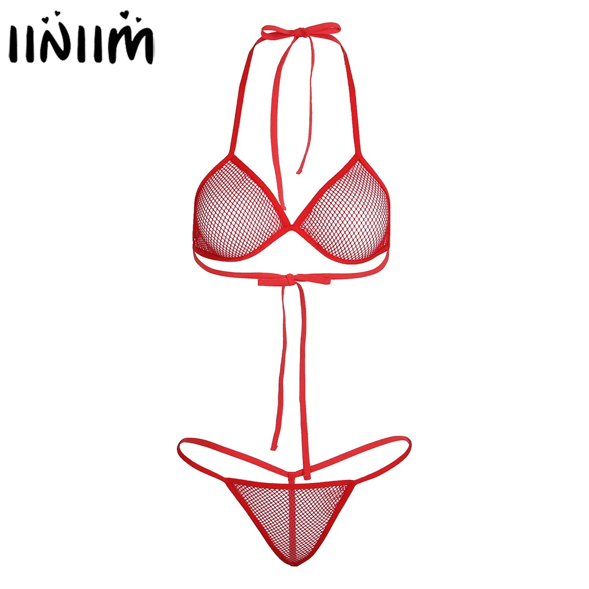 Women Adult Erotic Open Butt Lingerie Fishnet See-through Adjustable Triangle Bikini Bra Top with Matching G-string Briefs Set
Women Adult Erotic Open Butt Lingerie Fishnet See-through Adjustable Triangle Bikini Bra Top with Matching G-string Briefs Set