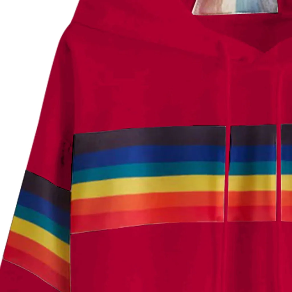 Jaycosin 2019 Fashion Autumn Women Rainbow Stripe Sweatshirt Stylish Long Sleeve Comfortable Female Casual Crop Blouse 930#10