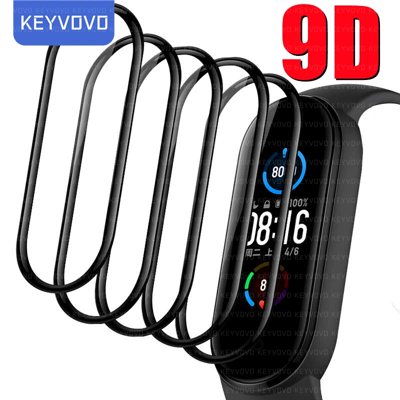 9D Protective Glass for Xiaomi Mi Band 6 5 4 Screen Protector Miband Smart Watchband band5 Soft Film 1/2/3/5PCS | Электроника