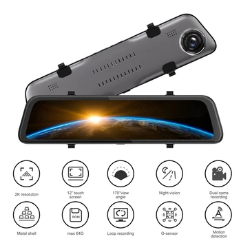 12 Inch IPS Full Press Screen 1920x1080P Backup Camera Car Mirror Dash Cam Driving Recorder
12 Inch IPS Full Press Screen 1920x1080P Backup Camera Car Mirror Dash Cam Driving Recorder