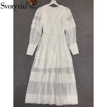 Svoryxiu Designer Autumn Flocking Polka Dot White Dress Women's Elegant O Collar Long Sleeve High Waist Fashion Party Dresses
Svoryxiu Designer Autumn Flocking Polka Dot White Dress Women's Elegant O Collar Long Sleeve High Waist Fashion Party Dresses