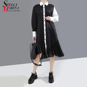 New 2019 Women Winter Fashion Black And White Hit Color Shirt Dress Pleated Hem Lady Stylish Straight Dress Midi Robe Style 5911
New 2019 Women Winter Fashion Black And White Hit Color Shirt Dress Pleated Hem Lady Stylish Straight Dress Midi Robe Style 5911