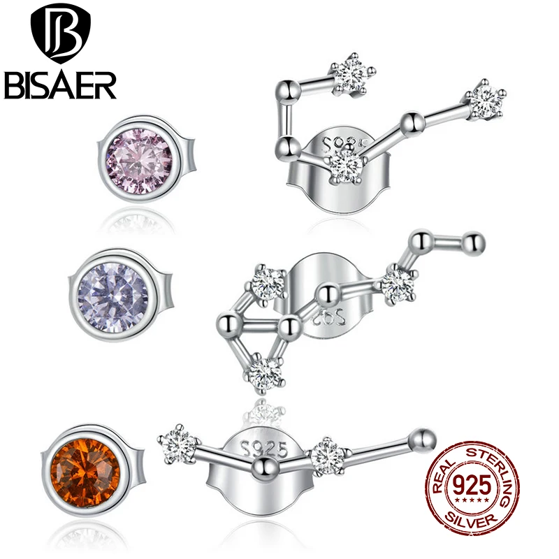 BISAER Constellation Stud Earrings 925 Sterling Silver Gemini Aries Scorpio Red & Pink Zircon Stars Earrings For Women Jewelry
BISAER Constellation Stud Earrings 925 Sterling Silver Gemini Aries Scorpio Red & Pink Zircon Stars Earrings For Women Jewelry