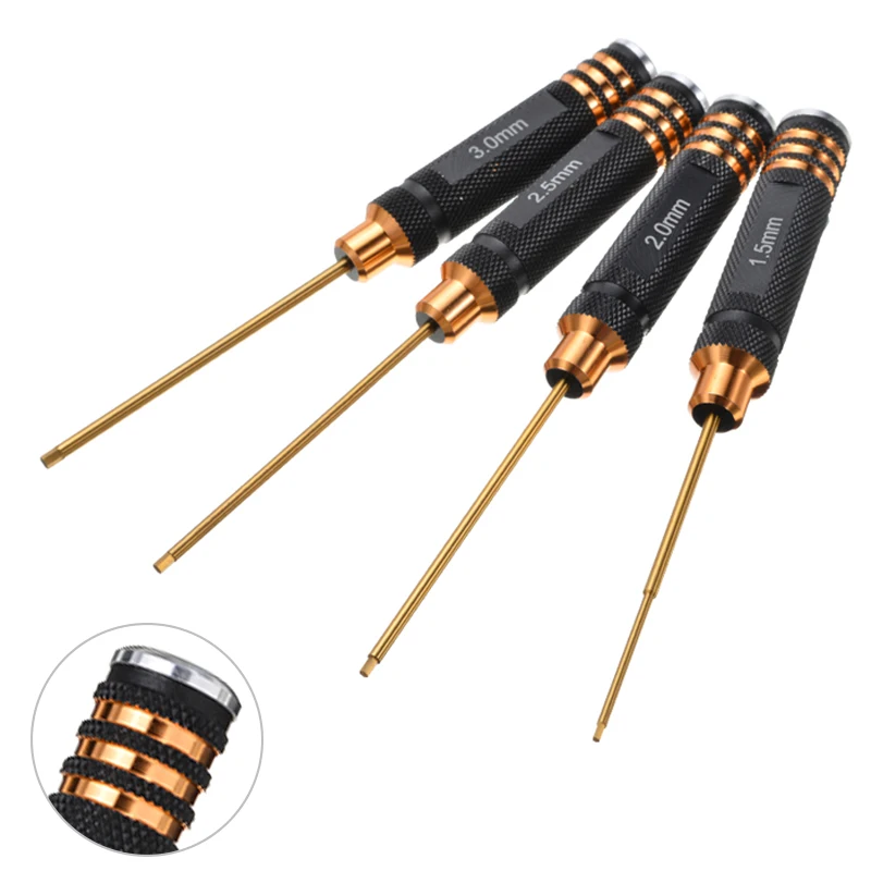 For Rc Helicopter Rc Toys Tools 4 pcs Hex Screw Driver Set Titanium Plating Hardened 1.5 2.0 2.5 3.0mm Screwdriver Mayitr
