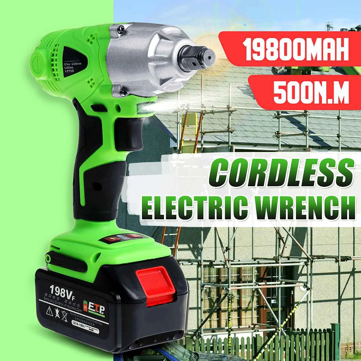 198VF Burshless Electric Wrench 550N.m Socket Wrench 19800mAh Li-ion Battery Cordless Wrench Driver Tools 110-240V
198VF Burshless Electric Wrench 550N.m Socket Wrench 19800mAh Li-ion Battery Cordless Wrench Driver Tools 110-240V