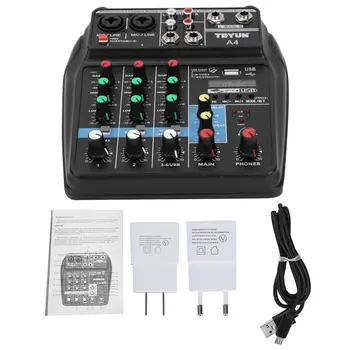 A4 Sound Mixing Console with Bluetooth Record Mini Audio Mixer with USB Professional 4 Channels DJ Karaoke KTV Meeting
A4 Sound Mixing Console with Bluetooth Record Mini Audio Mixer with USB Professional 4 Channels DJ Karaoke KTV Meeting