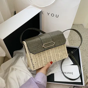 Fashion Handmade Summer Straw+PU Leather Handbags Women Rattan Bucket Crossbody Bag Woven Beach Desiger bolsa feminina Purse
Fashion Handmade Summer Straw+PU Leather Handbags Women Rattan Bucket Crossbody Bag Woven Beach Desiger bolsa feminina Purse