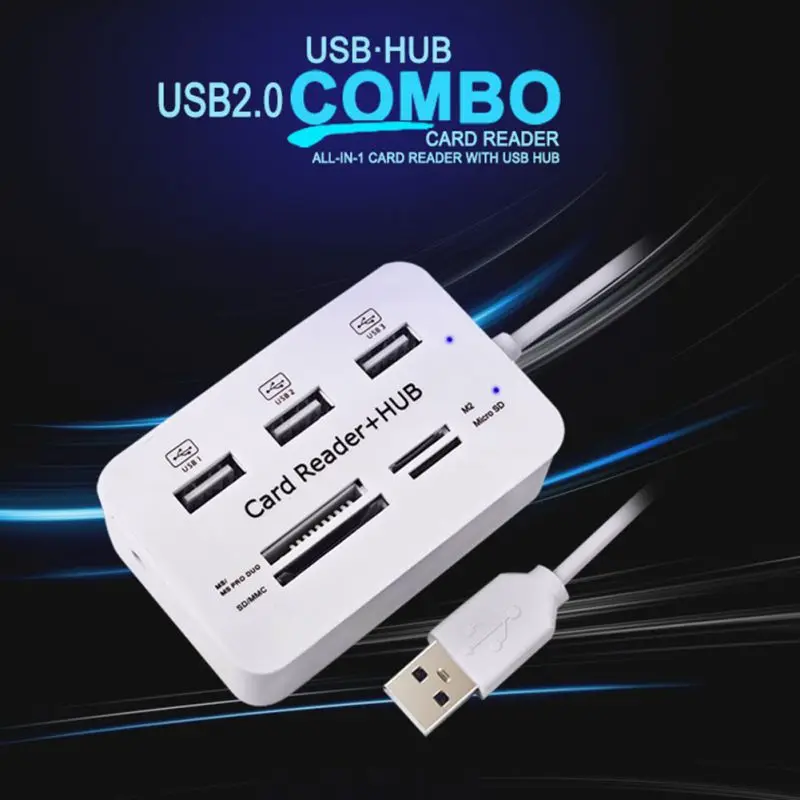 Convenient Multifunction USB Hub 3 Ports USB Data Transmission MS/M2/SD/MMC/TF Card Reader Hub Station5
Convenient Multifunction USB Hub 3 Ports USB Data Transmission MS/M2/SD/MMC/TF Card Reader Hub Station5
