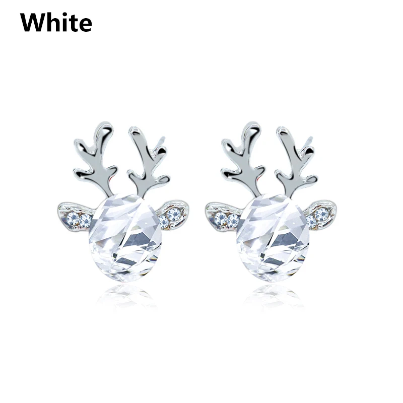 

1Pair Christmas Pearl Deer Earrings Xmas Gift Elegant Jewelry Reindeer Ear Stud Christmas Crystal Gem Antler Earrings Gifts