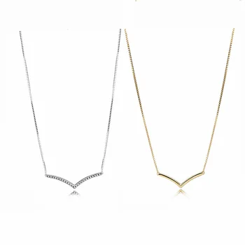 New Authentic 925 Sterling Silver Golden Shining Crystal V Necklaces For Women Original Fine DIY Chain Jewelry Best Gift
New Authentic 925 Sterling Silver Golden Shining Crystal V Necklaces For Women Original Fine DIY Chain Jewelry Best Gift