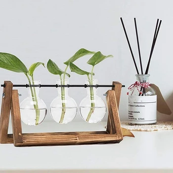 Desktop Bulb Vase with Retro Pure Wooden Bracket and Metal Rotating Bracket Suitable for Plant Home Garden Decoration
Desktop Bulb Vase with Retro Pure Wooden Bracket and Metal Rotating Bracket Suitable for Plant Home Garden Decoration