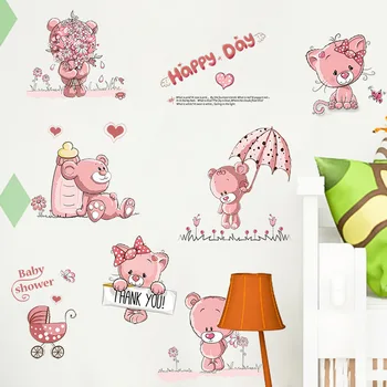 Cartoon Animal Happy Pink Bears Wall Stickers For Kids Room Home Decor Waterproof Living Room Bedroom Removable Art Decals Mural
Cartoon Animal Happy Pink Bears Wall Stickers For Kids Room Home Decor Waterproof Living Room Bedroom Removable Art Decals Mural
