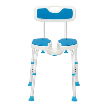 Bath Chair Aluminum Alloy Lifting Hollow 6-Speed / PE Stool / Rubber Foot Cushion / With Backrest Blue And White 
Bath Chair Aluminum Alloy Lifting Hollow 6-Speed / PE Stool / Rubber Foot Cushion / With Backrest Blue And White