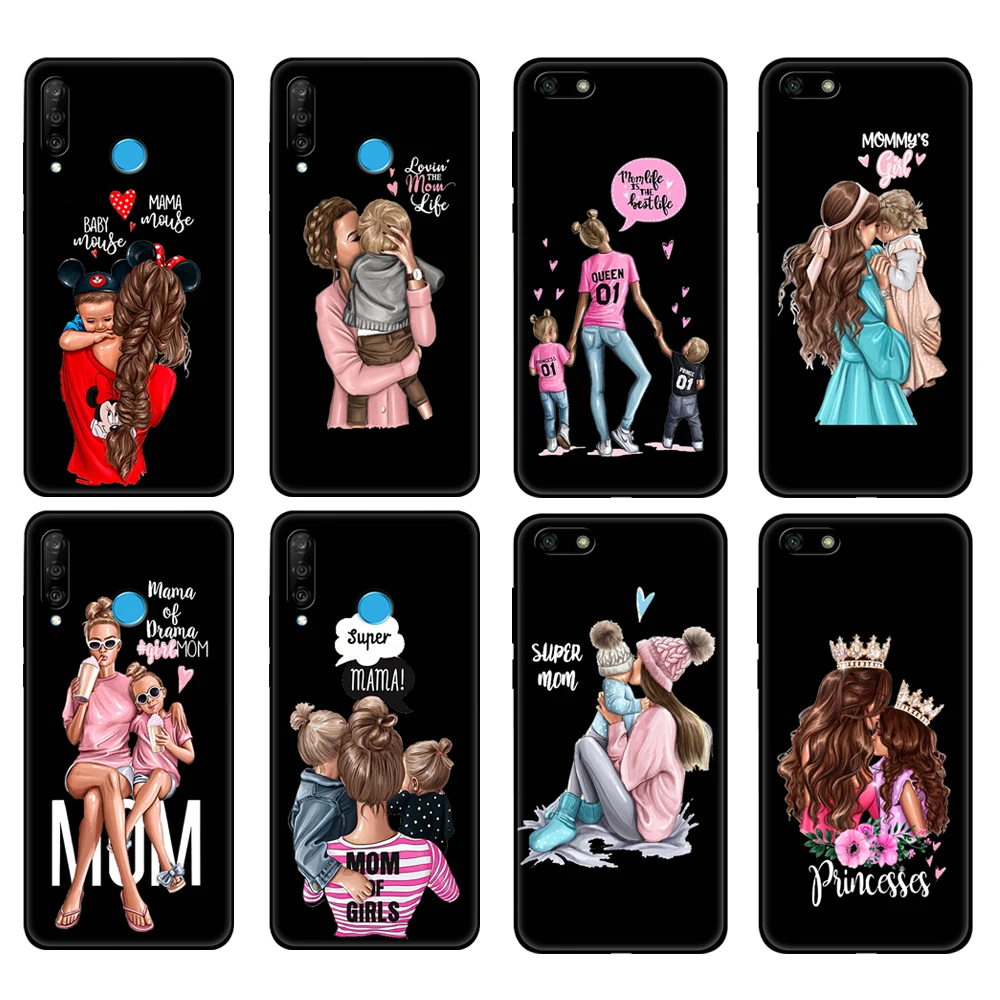 Черный чехол из ТПУ для Huawei Honor 20 Lite 10 10i 20S 30S 30 7A 5 45 7s 7C 7 Модный с надписью Super Mom Baby