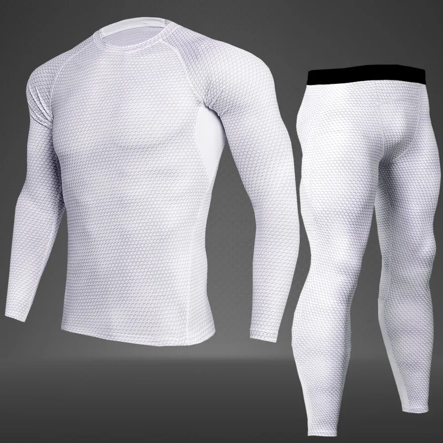camisa de ropa de Fitness musculación artes marciales mixtas deportes conjunto Los hombres de la segunda camiseta Skin pantalones de manga larga de los hombres 
