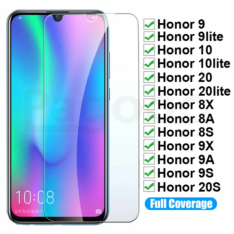 Защитное стекло 9H для Huawei Honor 9 10 20 Lite 10i 20i 8X 8C 8A 8S 9X 9A 9S 20S пленка экрана из