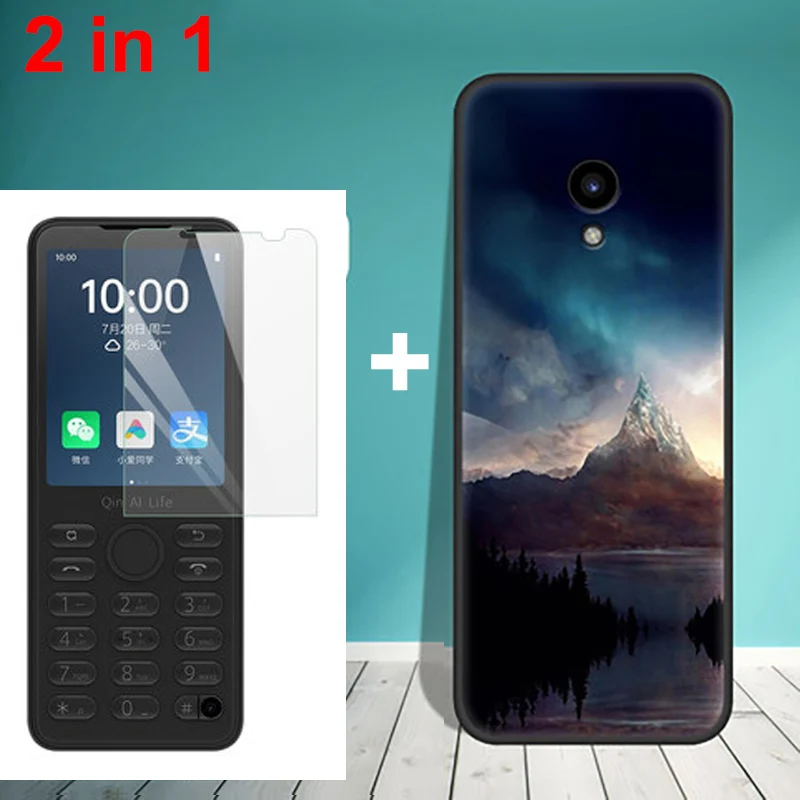 2 в 1 закаленное стекло + чехол для Xiaomi Qin F21 Pro ТПУ Мягкий силиконовый F21Pro защитный