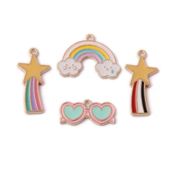 Wholesale 60pcs/Lot Enamel Alloy charms Gold Tone Plated Oil Drop Cute Rainbow Star Heart Sunglasses Floating Pendant DIY Charm
Wholesale 60pcs/Lot Enamel Alloy charms Gold Tone Plated Oil Drop Cute Rainbow Star Heart Sunglasses Floating Pendant DIY Charm