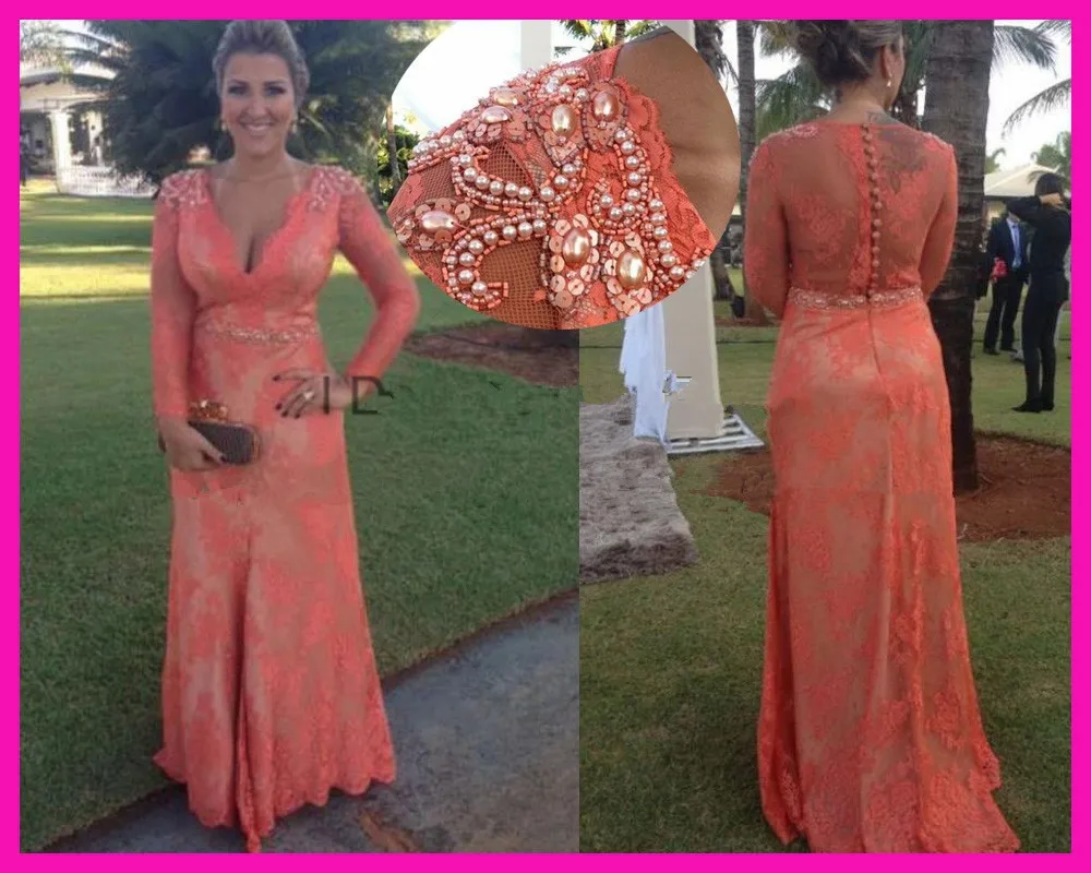 2019 robe de soiree Orange Lace See Through Pearls Belt Long Sleeves Full Length Special Occasion formal dress Evening Dresses
2019 robe de soiree Orange Lace See Through Pearls Belt Long Sleeves Full Length Special Occasion formal dress Evening Dresses
