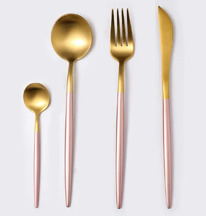 Factory 4pcs Pink Gold Steel Cutlery Set Beautiful Titanium Tableware Set 18/10 Stainless Steel Flatware Set Kitchen Utensils
Factory 4pcs Pink Gold Steel Cutlery Set Beautiful Titanium Tableware Set 18/10 Stainless Steel Flatware Set Kitchen Utensils