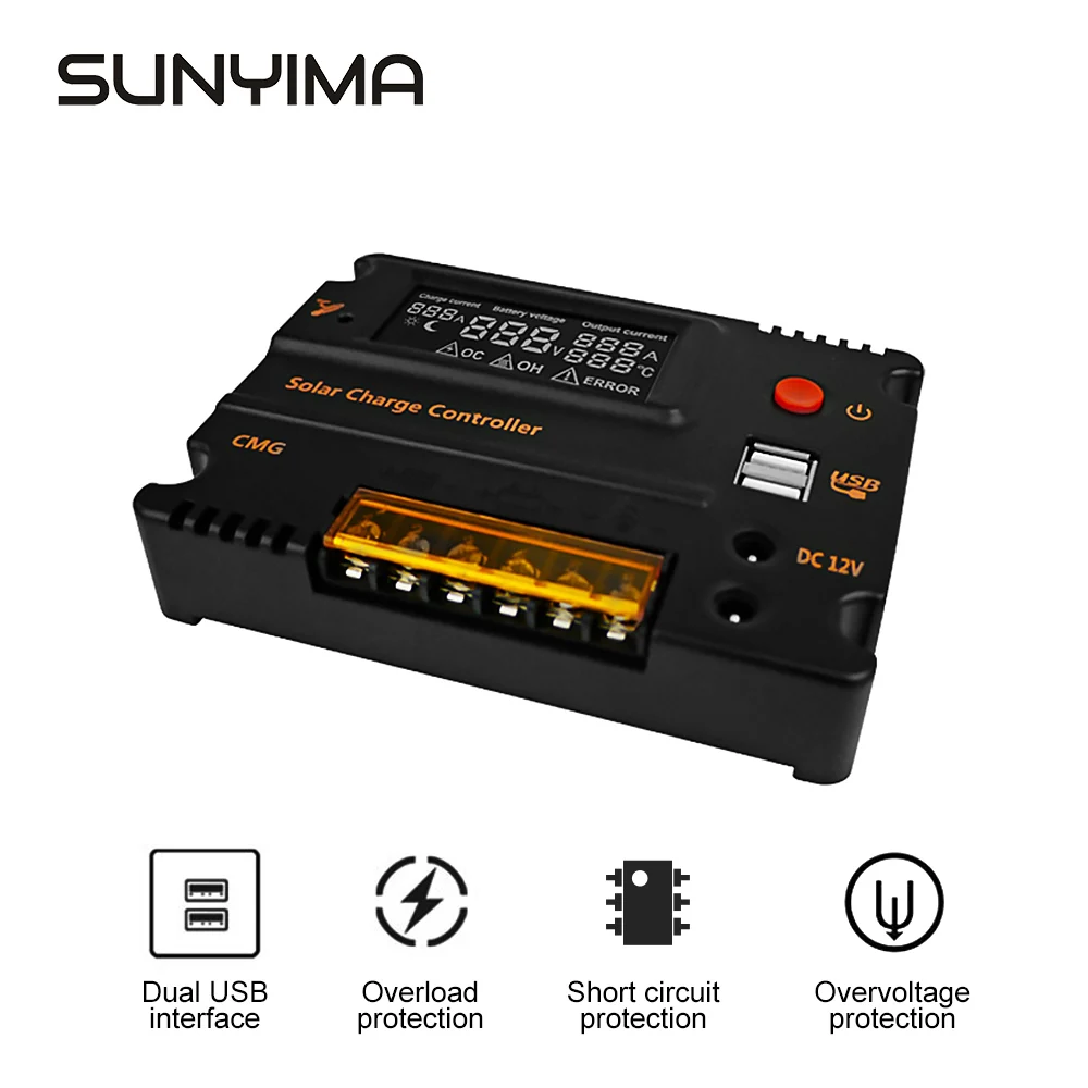 SUNYIMA PWM DC12V/24V 10A 20A Solar controller High Precision LCD Screen LCD Regulator Controller
SUNYIMA PWM DC12V/24V 10A 20A Solar controller High Precision LCD Screen LCD Regulator Controller