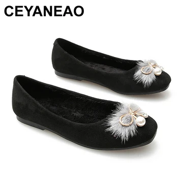 CEYANEAO Ladies Shearling shoes Rabbit Hair Square toe Flats heel Crystal Bow new arrivals Winter loafers sapato Low Cutter
CEYANEAO Ladies Shearling shoes Rabbit Hair Square toe Flats heel Crystal Bow new arrivals Winter loafers sapato Low Cutter