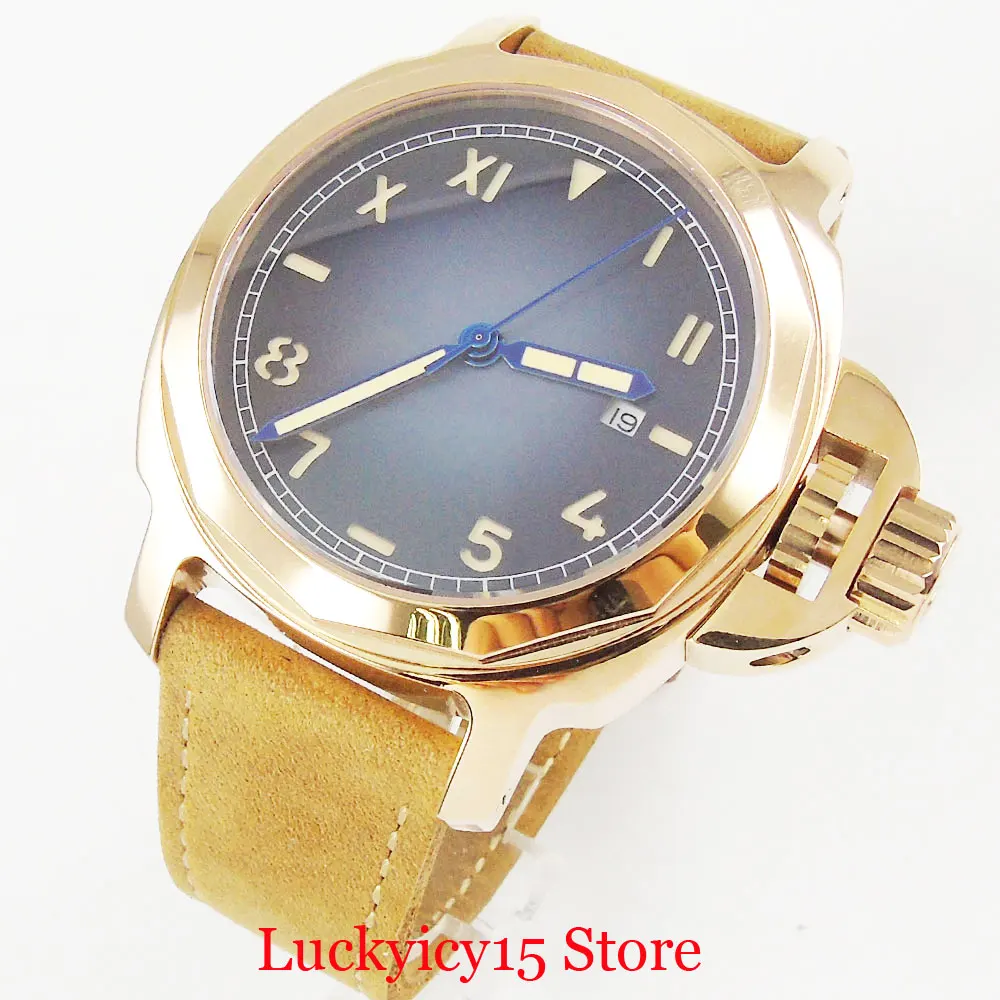 PARNIS Luxury Rose Gold Polished Round Big Crown Date Function Automatic Movement Grey Sterile Dial 44mm
PARNIS Luxury Rose Gold Polished Round Big Crown Date Function Automatic Movement Grey Sterile Dial 44mm