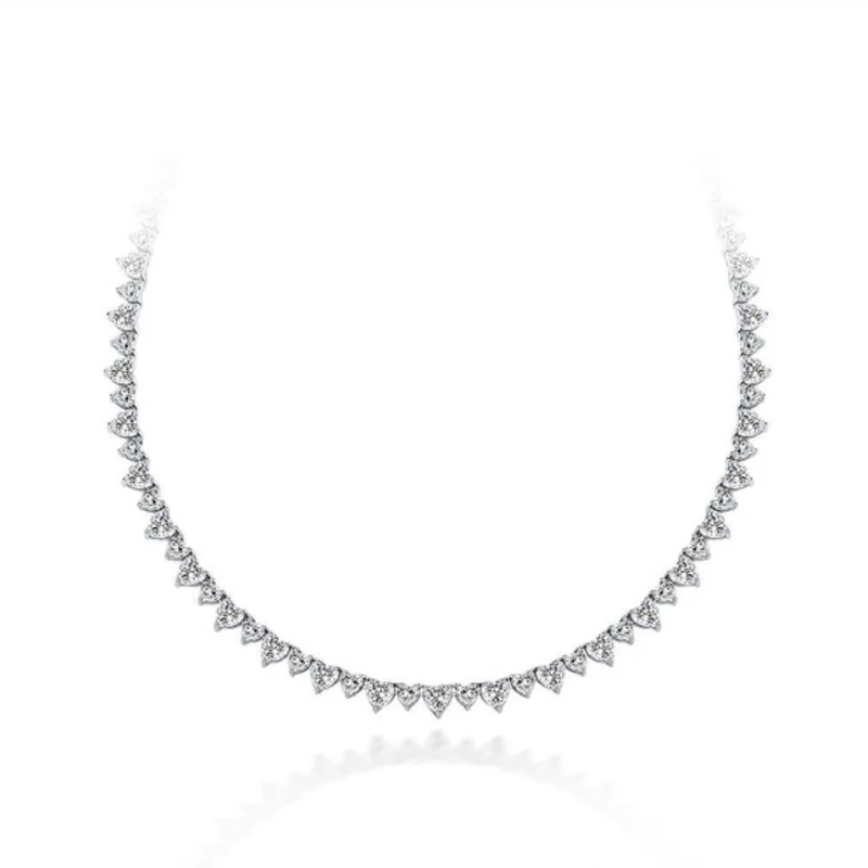 OEVAS 100% 925 Sterling Silver 6*6mm Heart High Carbon Diamond 43cm Chains Necklace For Women Sparkling Wedding Fine Jewelry