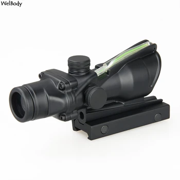 

ACOG 4X32 Real Fiber Optics Red Dot Illuminated Chevron Glass Etched Reticle Tactical Optical Scope Hunting Optic Sight