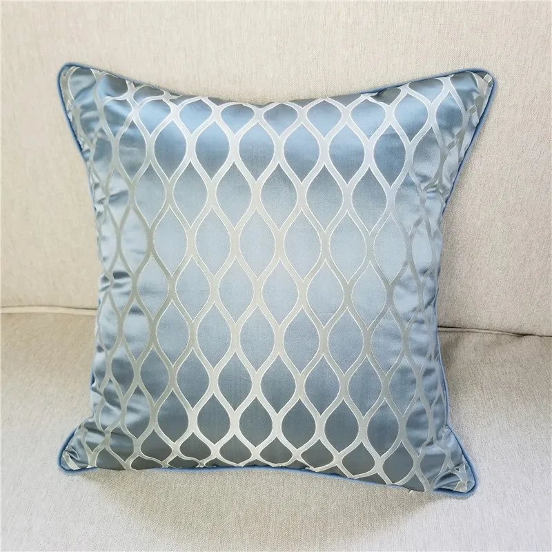 

Contemporary Shiny Geometric Design Woven Jacquard Decorative Pillow Case Gray Blue Sofa Chair Cushion Cover 45x45cm 1pc/lot