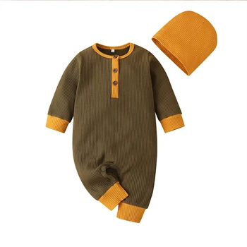 Fall Newborn Boy Romper Baby Clothes Cotton Solid Covered O-Neck Full Button With Cap 2020 New
Fall Newborn Boy Romper Baby Clothes Cotton Solid Covered O-Neck Full Button With Cap 2020 New