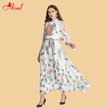 Designer Female Spring Summer Fashion Bow Print Sexy Off Shoulder Lotus leaf Ankle-Length Chiffon Dress Women Elegant Dresses
Designer Female Spring Summer Fashion Bow Print Sexy Off Shoulder Lotus leaf Ankle-Length Chiffon Dress Women Elegant Dresses