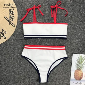 Sexy Special Fabric Color Bar Stitching Swimwear White High Waist Bikini Set Push Up Biquini Women Swimsuit Female Bathing Suit
Sexy Special Fabric Color Bar Stitching Swimwear White High Waist Bikini Set Push Up Biquini Women Swimsuit Female Bathing Suit
