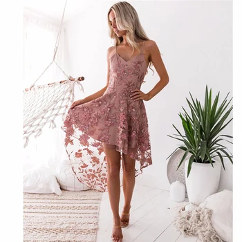 Summer 2019 Sleeveless Deep V-Neck Women Dress Sexy Print Spagheitti Strap Lace Dress Sling Irregular Lace Stitching Party Dress
Summer 2019 Sleeveless Deep V-Neck Women Dress Sexy Print Spagheitti Strap Lace Dress Sling Irregular Lace Stitching Party Dress