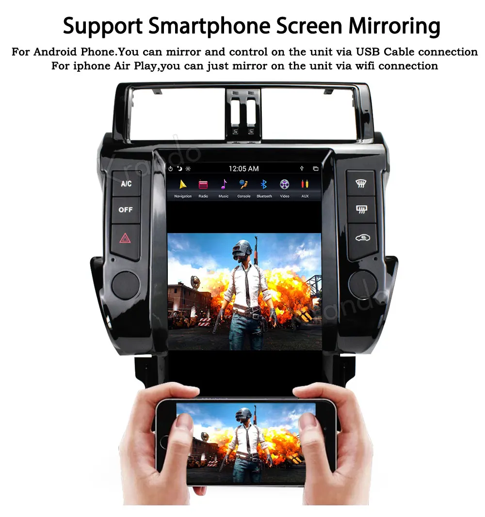 Sale Krando Android 8.1 13.6" style Vertical screen car multimedia player GPS for Toyota Prado 150 2014+ navigation radio player BT 3 Sale Krando Android 8.1 13.6" style Vertical screen car multimedia player GPS for Toyota Prado 150 2014+ navigation radio player BT 3