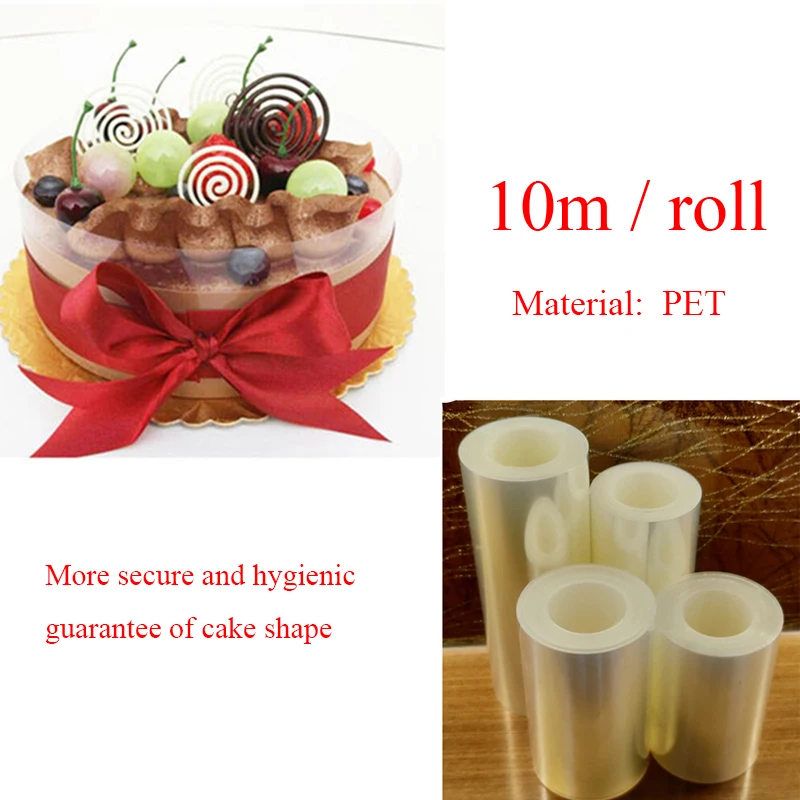 

Kitchen Gadgets Wrapping Tape Cake Collar Roll Packaging 10M Mousse Surrounding Edge Transparent Clear Baking Accessories