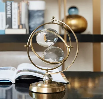 Creative Nordic Gold metal globe Hourglass Decorative ornaments Modern home living room desktop Crafts decoration Timer figurine 
Creative Nordic Gold metal globe Hourglass Decorative ornaments Modern home living room desktop Crafts decoration Timer figurine