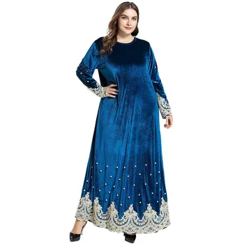 Velvet Winter Dress Geometric Embroidery Beaded Long Sleeve O-neck Muslim Robes Long Maxi Dresses Elegant Vestidos Verano TA9267
Velvet Winter Dress Geometric Embroidery Beaded Long Sleeve O-neck Muslim Robes Long Maxi Dresses Elegant Vestidos Verano TA9267