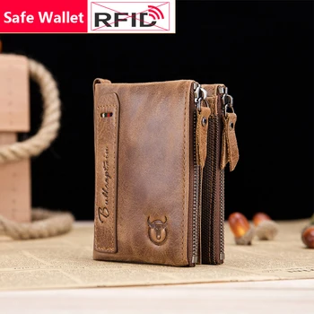 RFID Blocking Safe Genuine Leather Male Wallet Retro Style Cowhide Short Man Purse Three Folds Zipper Cardholder Brown Black
RFID Blocking Safe Genuine Leather Male Wallet Retro Style Cowhide Short Man Purse Three Folds Zipper Cardholder Brown Black