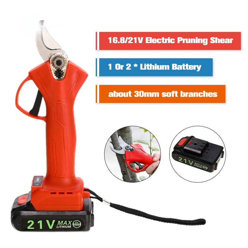 16.8/21V Cordless Pruner Lithium-ion Pruning Shear Efficient Fruit Tree Bonsai Pruning Electric Tree Branches Cutter Landscaping
16.8/21V Cordless Pruner Lithium-ion Pruning Shear Efficient Fruit Tree Bonsai Pruning Electric Tree Branches Cutter Landscaping