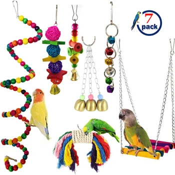 7 Pcs/set Bird Parrots Toys Standing Chewing Hanging Bell Hammock Swing Wooden Bead Toys Kit Bird Toys Accessories Supplies D30
7 Pcs/set Bird Parrots Toys Standing Chewing Hanging Bell Hammock Swing Wooden Bead Toys Kit Bird Toys Accessories Supplies D30