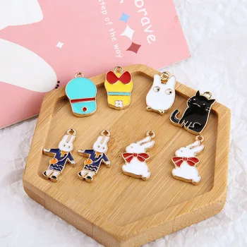 Kawaii Enamel Alloy Charms 50pcs/Lot Gold Tone Plated Oil Drop Animal Cat Rabbit Fashion Jewelry Ornament Earring Pendants 
Kawaii Enamel Alloy Charms 50pcs/Lot Gold Tone Plated Oil Drop Animal Cat Rabbit Fashion Jewelry Ornament Earring Pendants