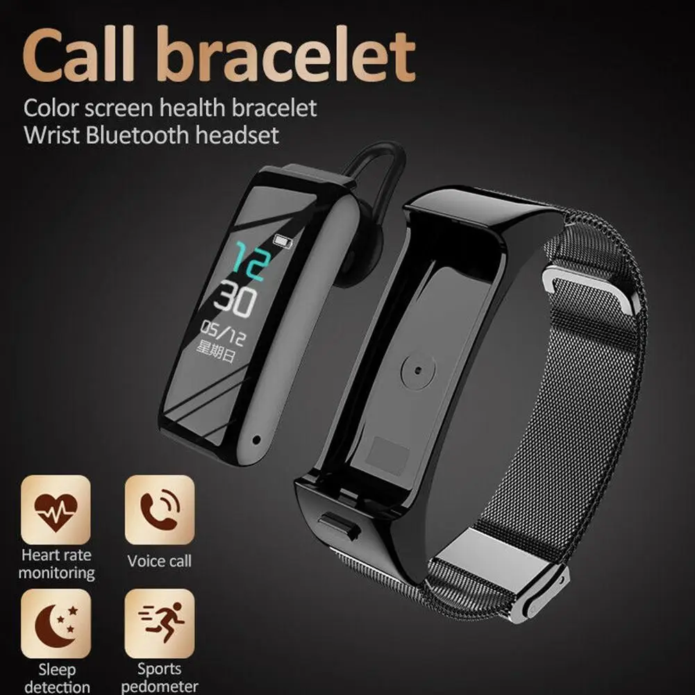 B6 Wristband Wireless Bluetooth Earphones Smart Bracelet 2 In 1 Heart Rate Monitor Step Counter Sports Smart Health Watch
B6 Wristband Wireless Bluetooth Earphones Smart Bracelet 2 In 1 Heart Rate Monitor Step Counter Sports Smart Health Watch