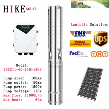 

Hike solar equipment Solar Water Pump 110V 2HP MPPT Controller SS304 Impeller (Max Head 60m, Flow 11T/H）4DSC11-60-110-1500