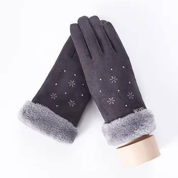 Elegant snowflake pattern simple suede five fingers warm gloves winter plus velvet thick warm plush cuffs touch screen gloves 81 
Elegant snowflake pattern simple suede five fingers warm gloves winter plus velvet thick warm plush cuffs touch screen gloves 81
