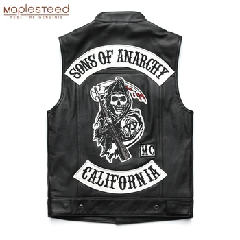 

Classic Motorcycle Leather Vest Men100% Genuine Cowhide Skin Biker Leather Vest Moto Leather Waistcoat M436